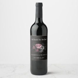 Etiqueta de Vinho de Casamento de Halloween Floral