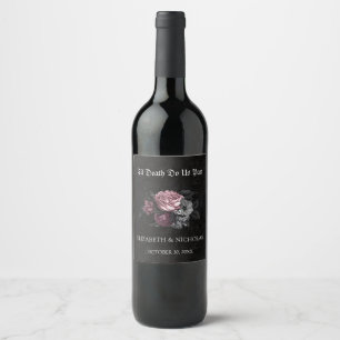 Etiqueta de Vinho de Casamento de Halloween Floral