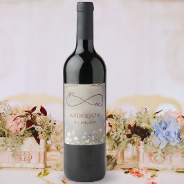 Etiqueta de Vinho de Casamento de Outono Floral El
