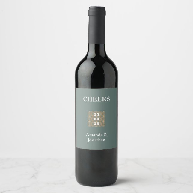 Etiqueta de Vinho de Casamento de Pastel Minimalis (Frente)