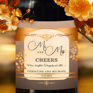 Etiqueta de Vinho de Casamento Dourado Terra Cotta