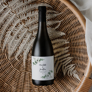 Etiqueta de vinho de casamento elegante e moderno