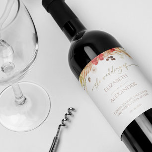 Etiqueta De Vinho De Casamento Floral Boho