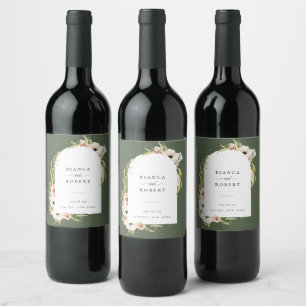 Etiqueta de Vinho de Casamento Floral da Floresta 