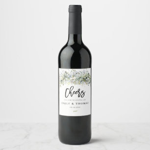 Etiqueta de Vinho de Casamento Floral Eucalyptus