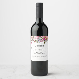 Etiqueta De Vinho De Casamento Floral Por Aquarela