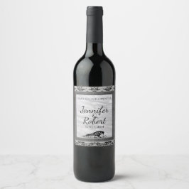 Etiqueta de Vinho de Casamento Gótico Raven Preto