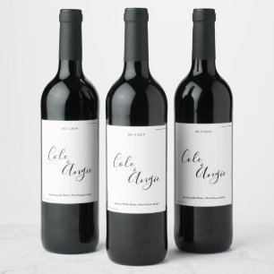 Etiqueta de Vinho de Casamento Minimalista com Fro