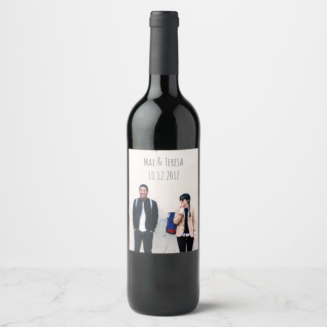 Etiqueta de Vinho de Casamento Personalizado (Frente)