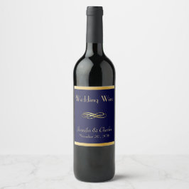 Etiqueta de Vinho de Casamento Personalizado Azul