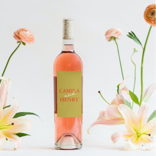 Etiqueta de Vinho de Casamento Personalizado e Gar (Criador carregado)