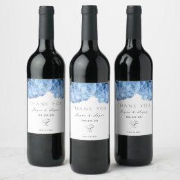 Etiqueta de Vinho de Casamento Pessoal Azul Floral