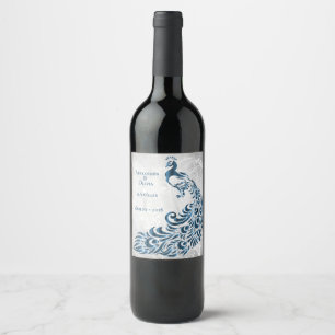 Etiqueta de Vinho de Casca Azul Folha de Folha