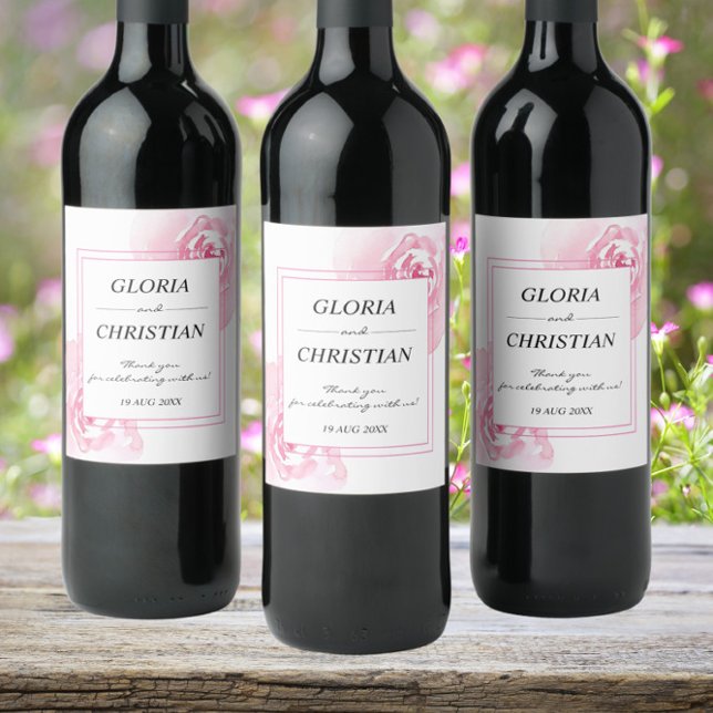 Etiqueta de Vinho de Castigo para Rosas de Aquarel (Criador carregado)