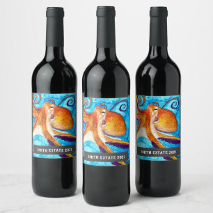 Etiqueta de vinho de cor d'água da criatura do ma