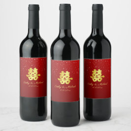 Etiqueta de vinho de floco de neve de casamento ch