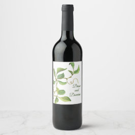 Etiqueta De Vinho De Folhagem Botânica Por Aquarel