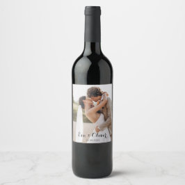 Etiqueta de Vinho de Foto de Casamento Minimalista
