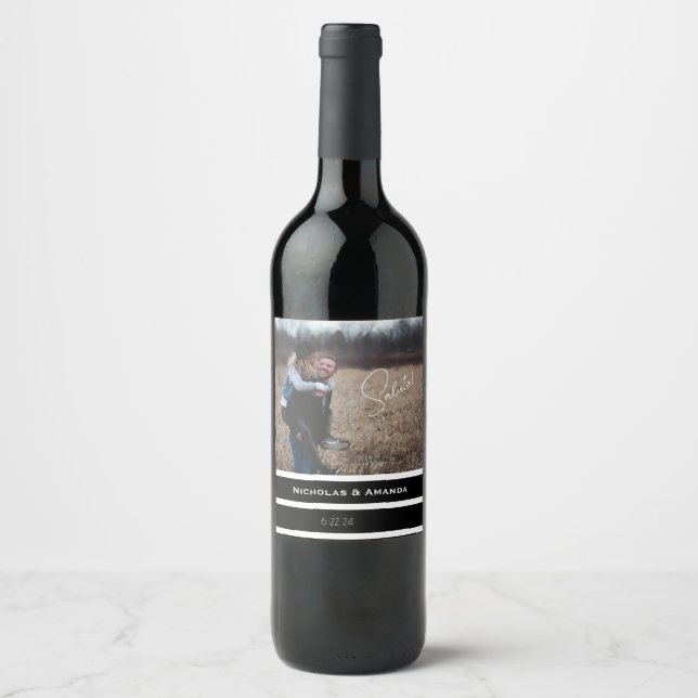 Etiqueta de Vinho de Foto Personalizado (Frente)