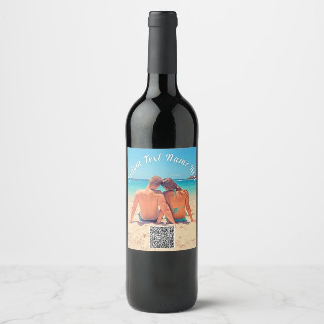 Etiqueta de Vinho de Fotografia com Código QR e Te (Frente)