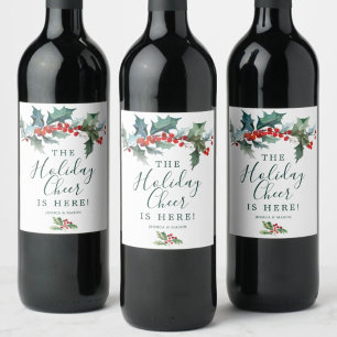 Etiqueta de vinho de Natal Holly