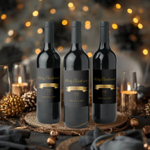Etiqueta de Vinho de Natal Personalizada Elegante