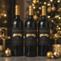 Etiqueta de Vinho de Natal Personalizada Elegante