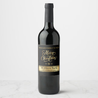 Etiqueta de vinho de Natal preto e Dourado