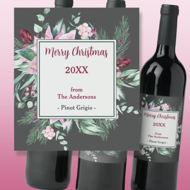 Etiqueta de Vinho de Natal rosa e açucarado (Criador carregado)