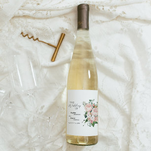 Etiqueta de Vinho de Noiva Floral Bege