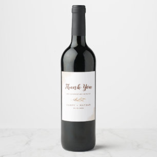 Etiqueta de Vinho de Noiva Folha Boho Bege