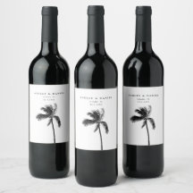 Etiqueta de Vinho de Praia de Casamento de Destino