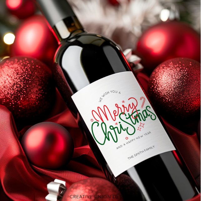 Etiqueta de vinho de presente de Natal personaliza (Criador carregado)