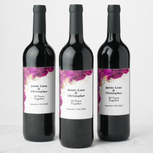Etiqueta de Vinho do Aniversário de Casamento Flor