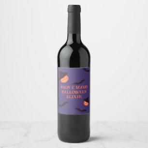 Etiqueta de Vinho do Dia das Bruxas com Pumpkin Re