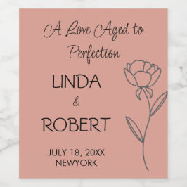 Etiqueta de Vinho Elegante rosa Dourado