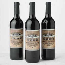 Etiqueta de Vinho em Barril Rústico para Despedida