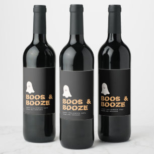 Etiqueta de Vinho Fantasma de Halloween Boos e Boo