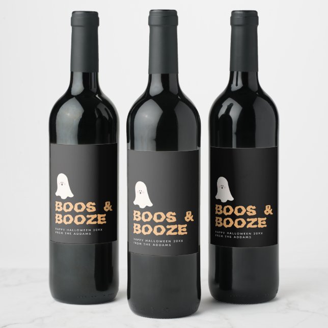 Etiqueta de Vinho Fantasma de Halloween Boos e Boo (Garrafas)