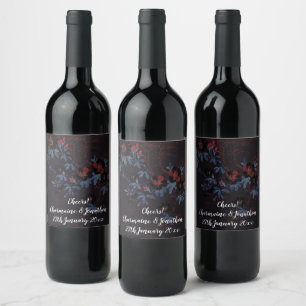 ETIQUETA DE VINHO FLOR DE CEREJEIRA PRETA AZUL VER