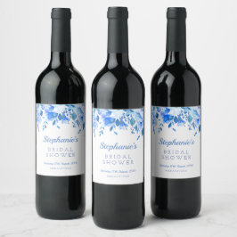 Etiqueta de Vinho Floral Azul, Casamento floral Az
