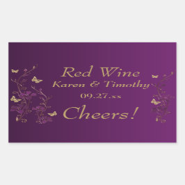 Etiqueta de Vinho Floral de Borboleta Dourada, púr