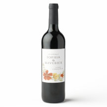 Etiqueta de Vinho Floral Laranja-Marigold