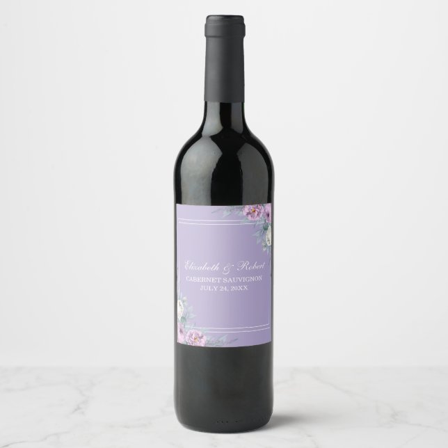 Etiqueta de vinho floral roxo lavanda (Frente)