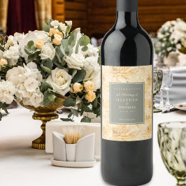 Etiqueta de Vinho Floral Verde Amarelo Elegante