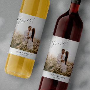 Etiqueta de Vinho Fotográfico de Casamento Simples
