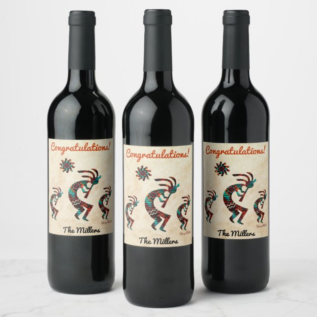 Etiqueta de vinho Kokopelli do Sudoeste (Garrafas)