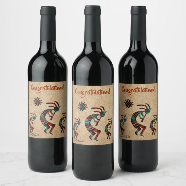 Etiqueta de vinho Kokopelli do Sudoeste (Garrafas)