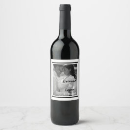 Etiqueta de Vinho na moda Black & White Weding