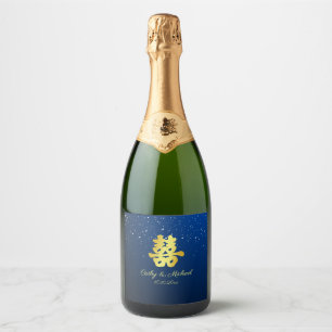 Etiqueta de vinho noite estrelada de casamento azu